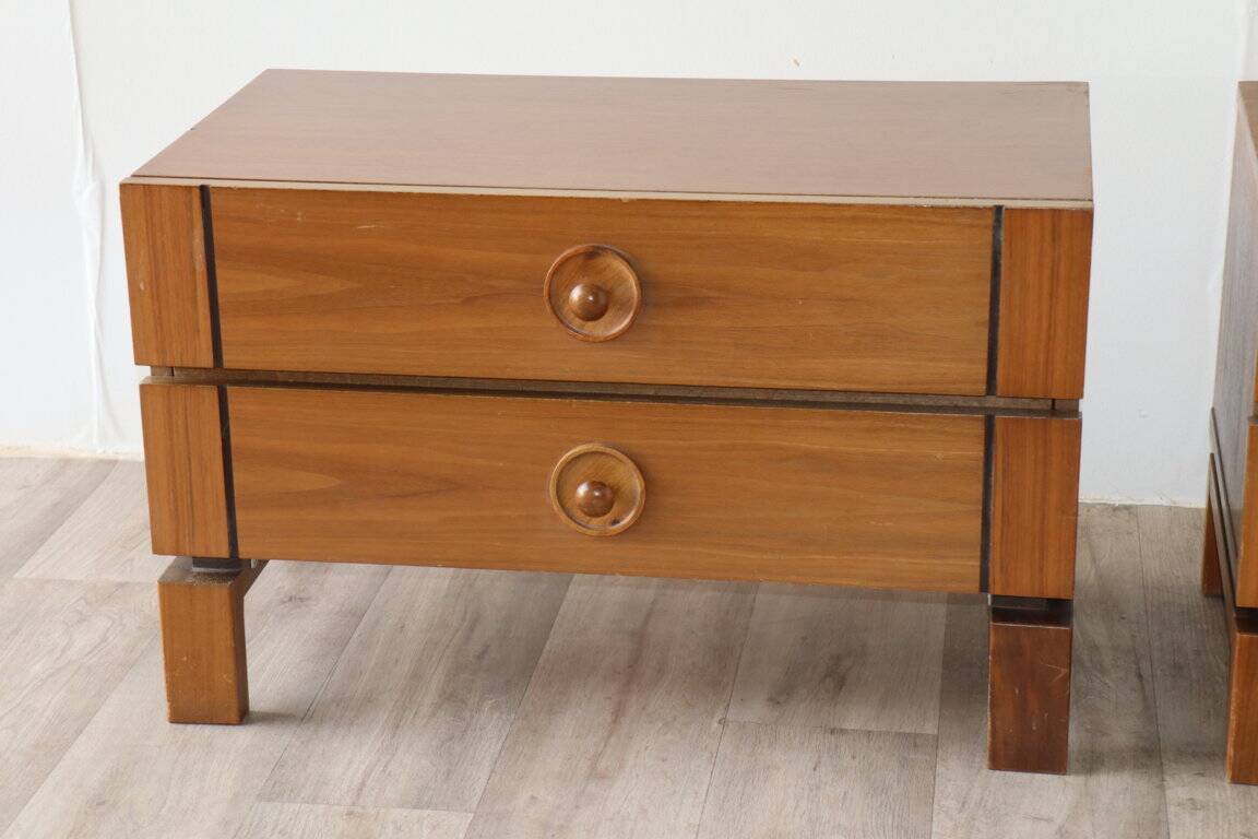 Pair of vintage wooden bedside tables, 1970s