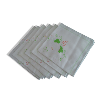 Lot 6 old napkins deco vintage flowers