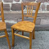 Paire de chaises bistrot 1950 brasserie bois courbé