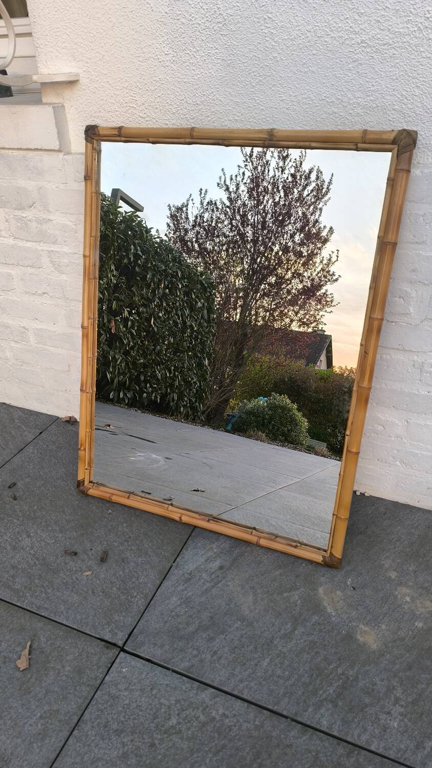 Miroir en rotin 1960