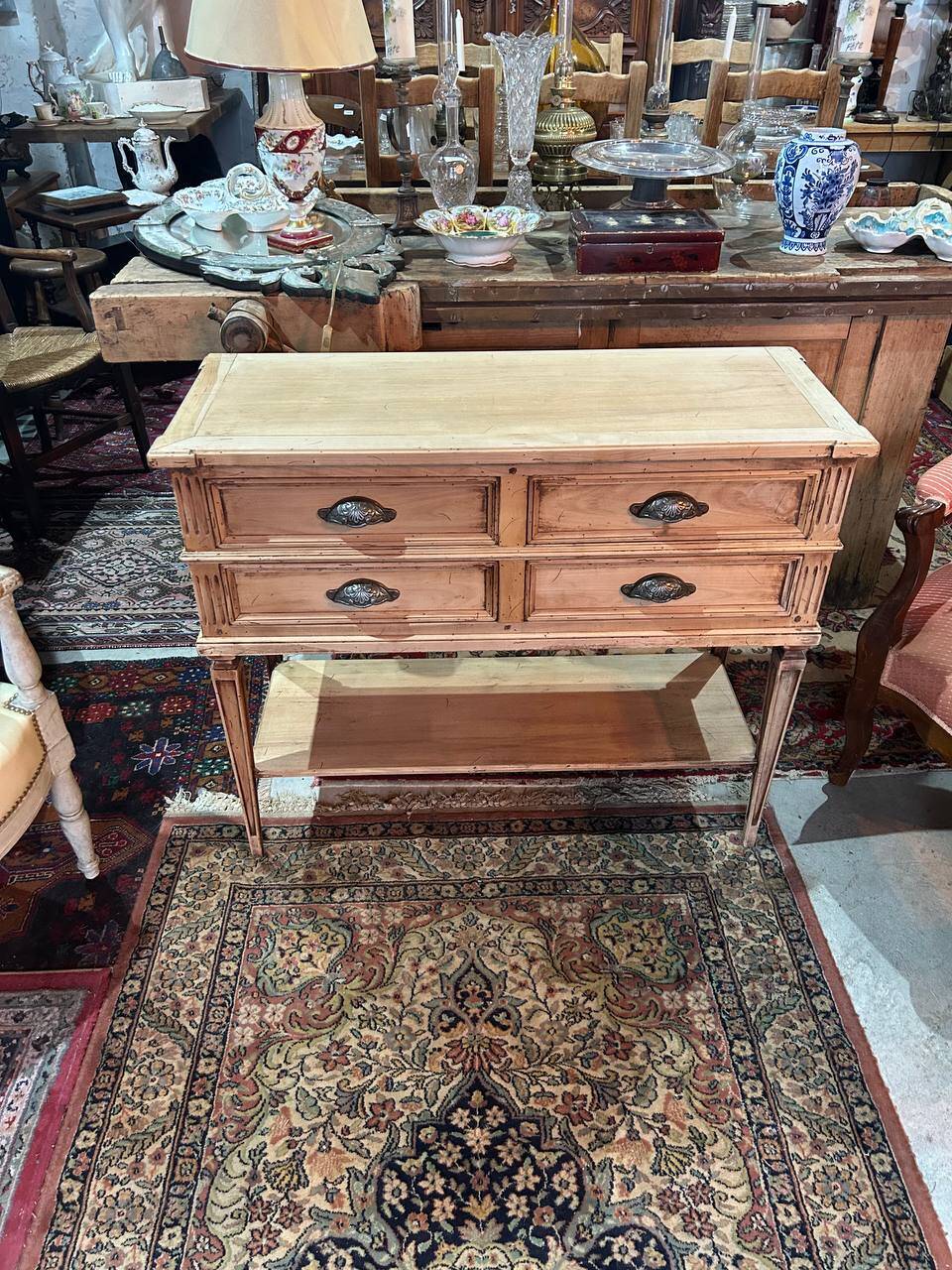 Louis XVI style console in pickled cherry