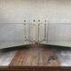 Pair of Old besides in brass and glass