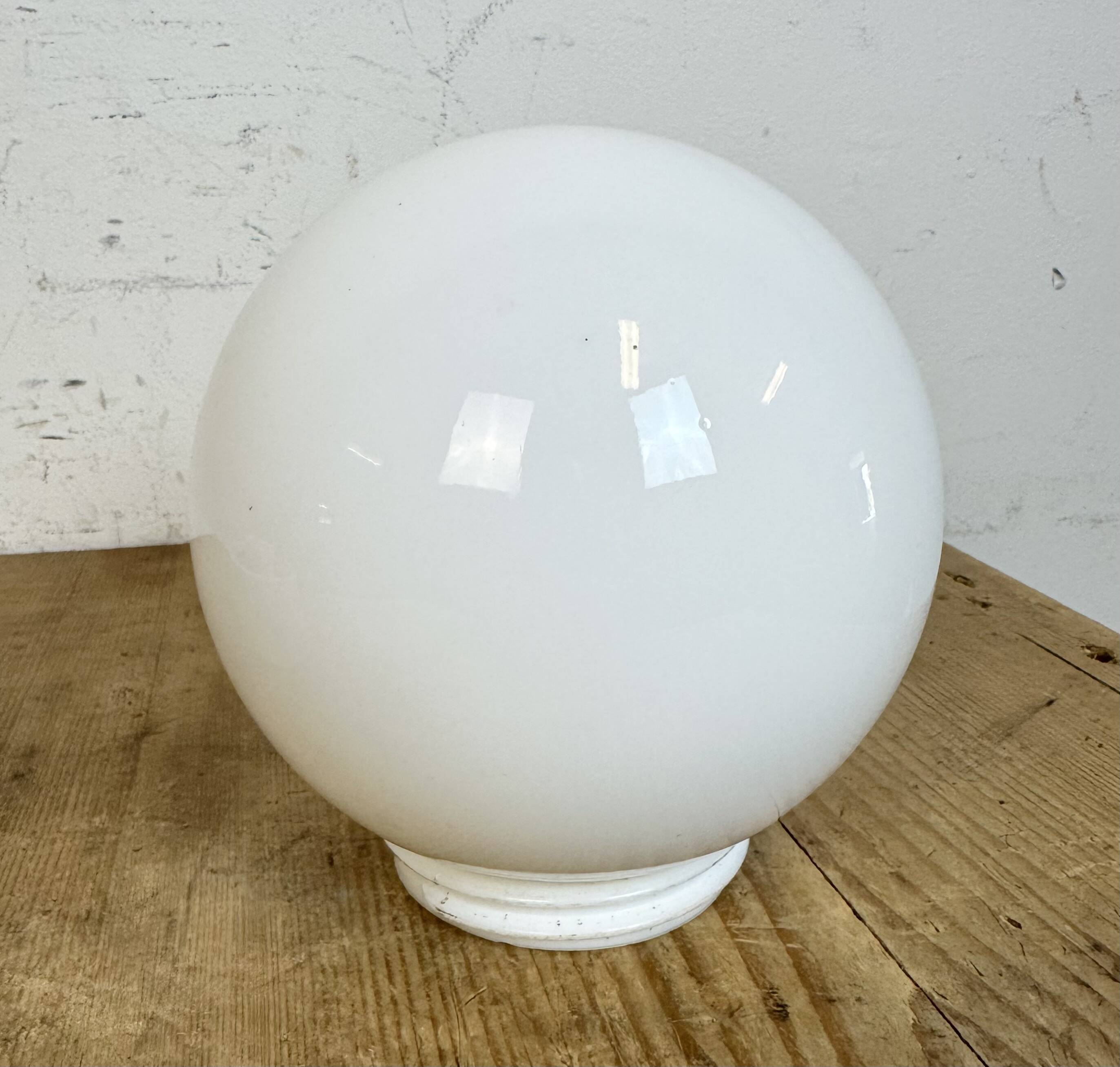 Vintage White Porcelain Ceiling Light with Milk Glass, 1960s