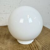 Vintage White Porcelain Ceiling Light with Milk Glass, 1960s