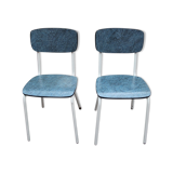 2 blue Formica cjaises, circa 1950