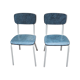 2 chaises en formica bleu vers 1950