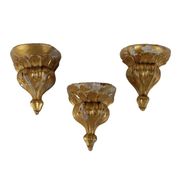 Group of 3 antique shelves "800" in carved wood and gold imitation marble.