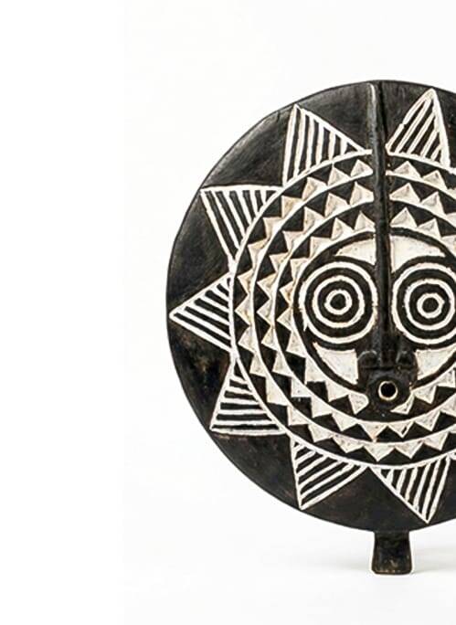 Tribal solar mask Bwa Ø40 — the eye of the zenith