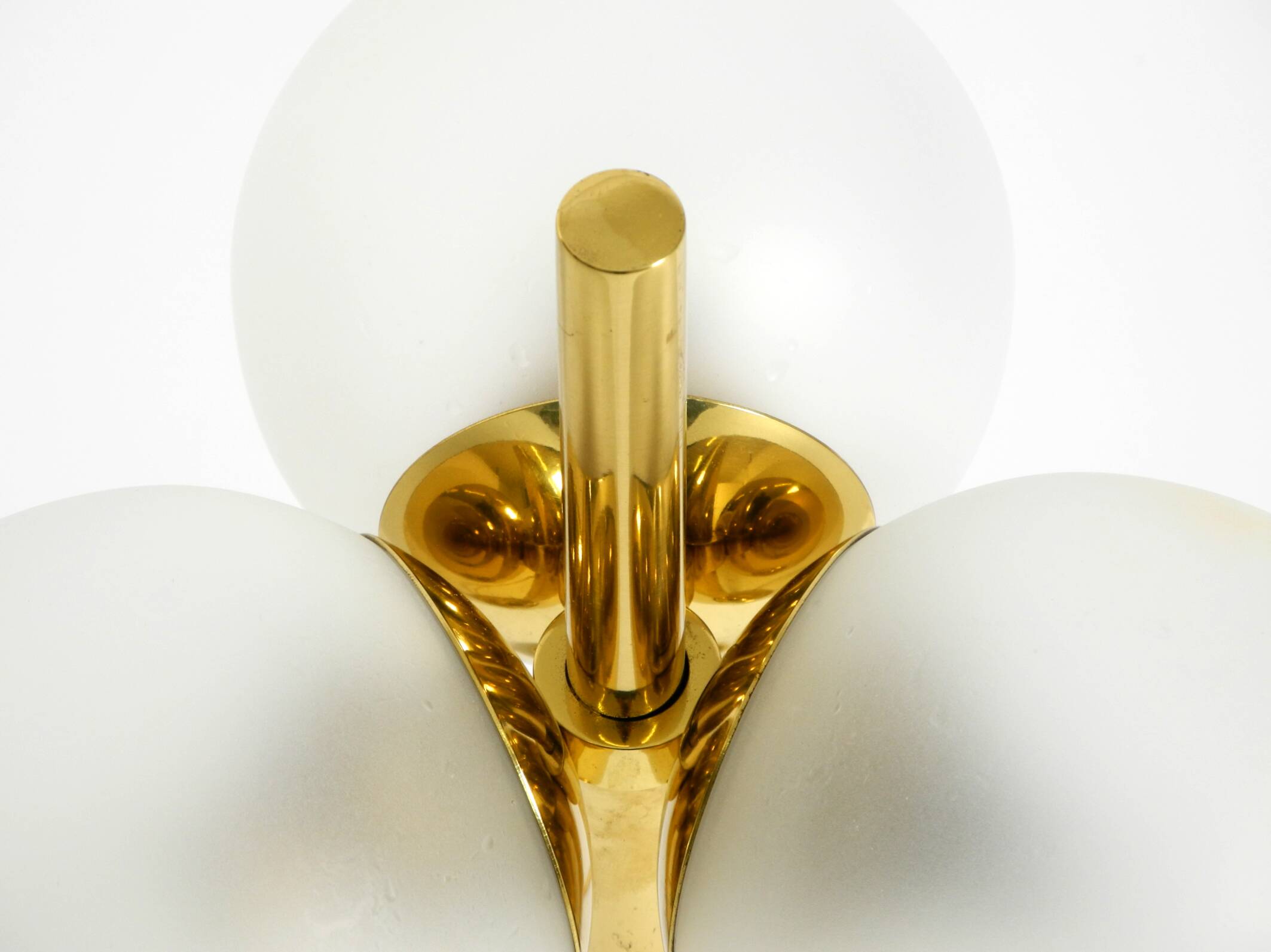 1960s Space Age brass table lamp by Kaiser Leuchten  with 3 glass globes