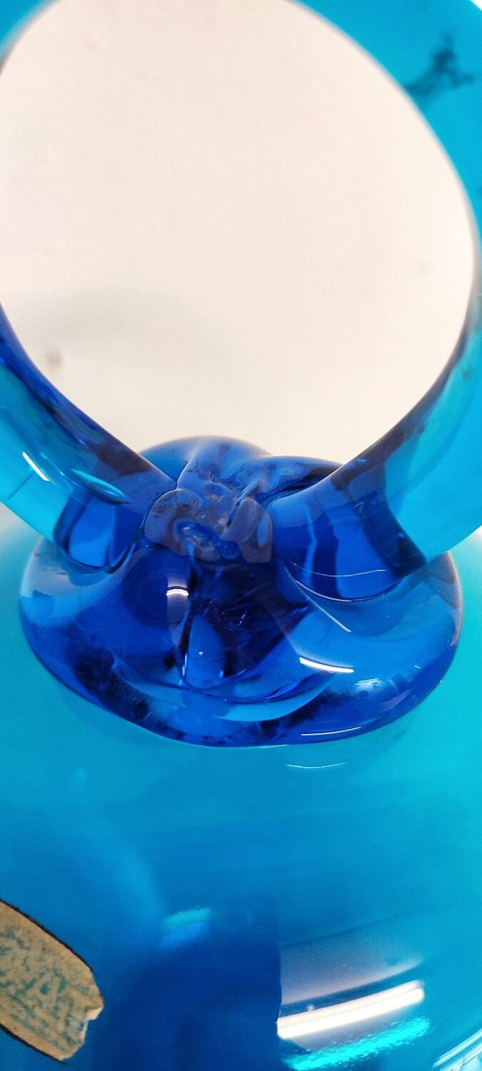 Botijo de cristal azul. Spain, 1980s.