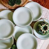 9 assiettes desserts bleu ciel doré
