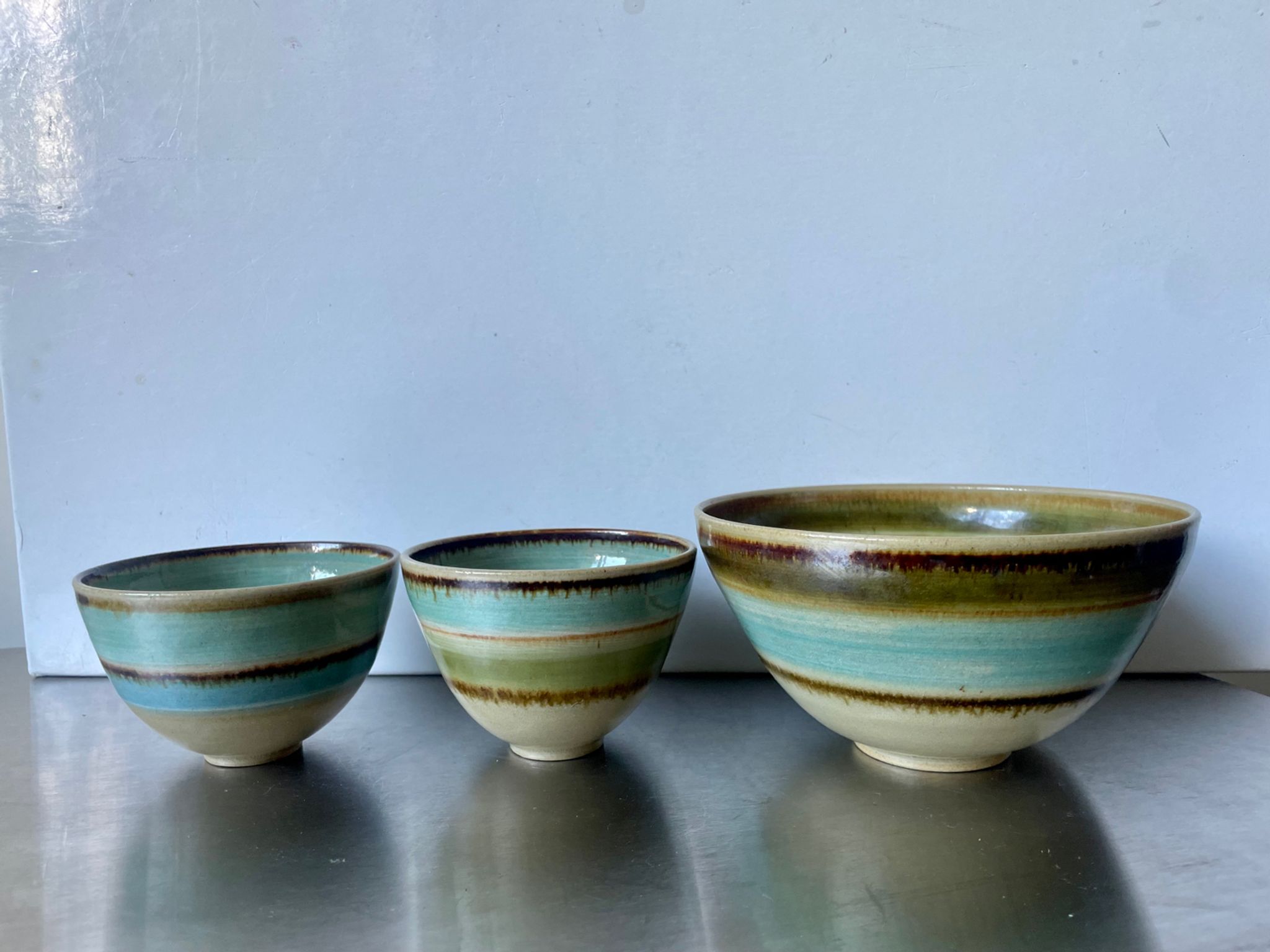 Lot of 3 scandinavian midcentury bowls in stoneware