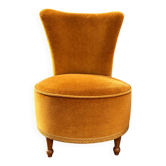 Chauffeuse vintage jaune moutarde en velours – une touche de soleil
