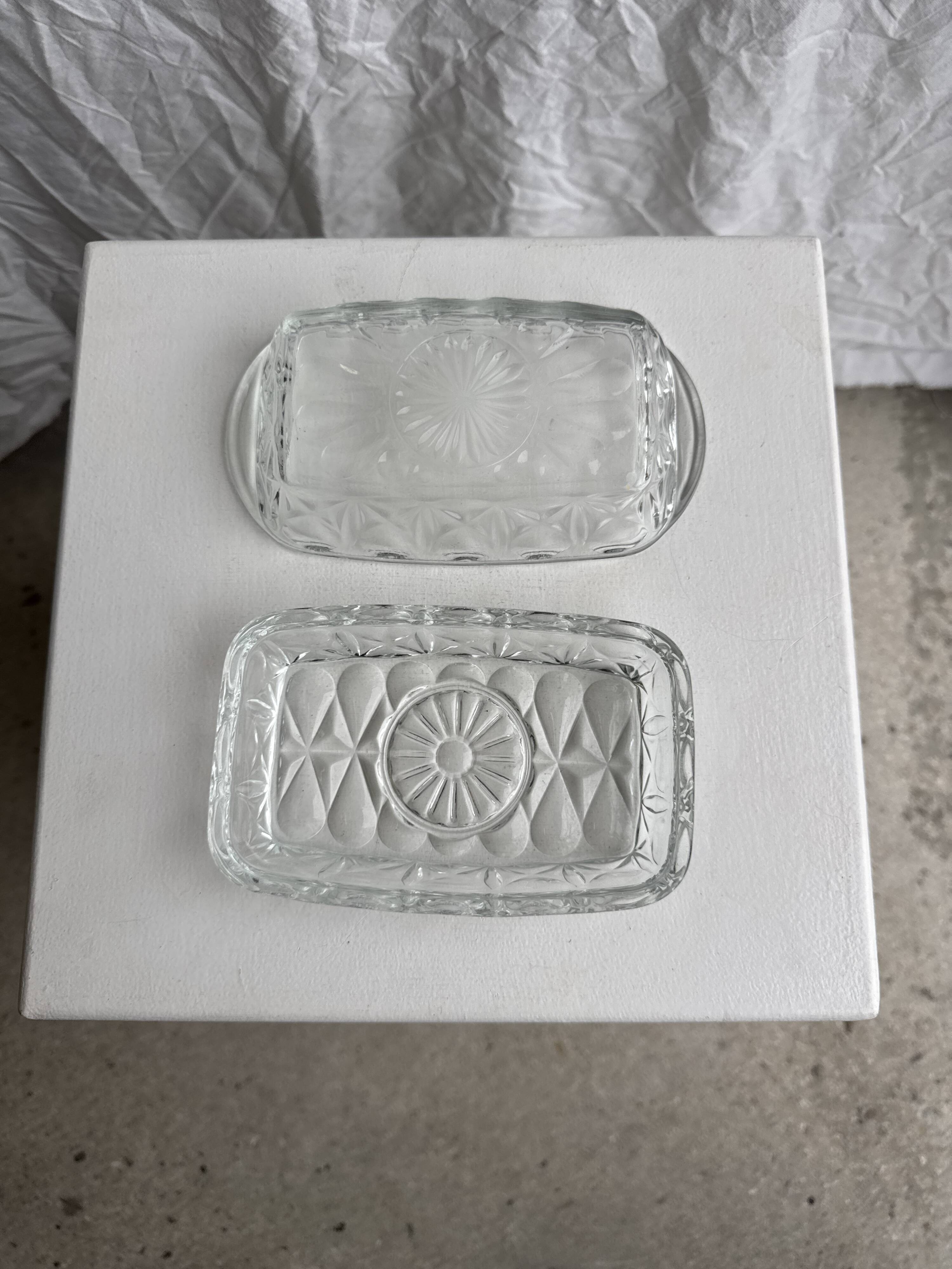 Vintage glass butter dish
