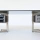 Bureau d'angle exécutif Abbondinterni en acajou et verre, Italie, 1970