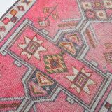 Shades Of Pink Beige Antique Vintage Runner Rug, 89x322Cm