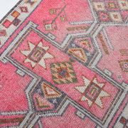 Shades Of Pink Beige Antique Vintage Runner Rug, 89x322Cm