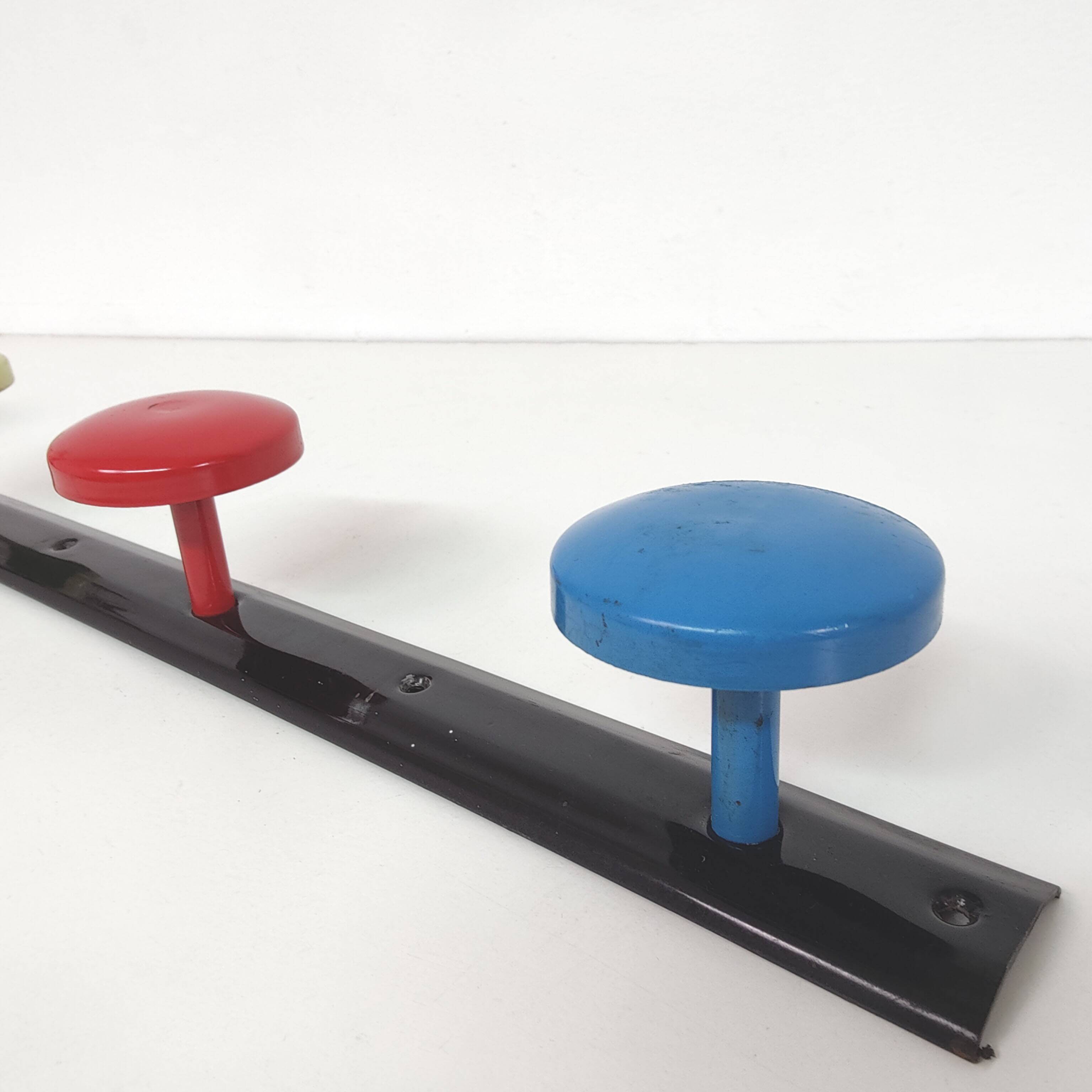 Vintage wall coat rack 4 metal hooks