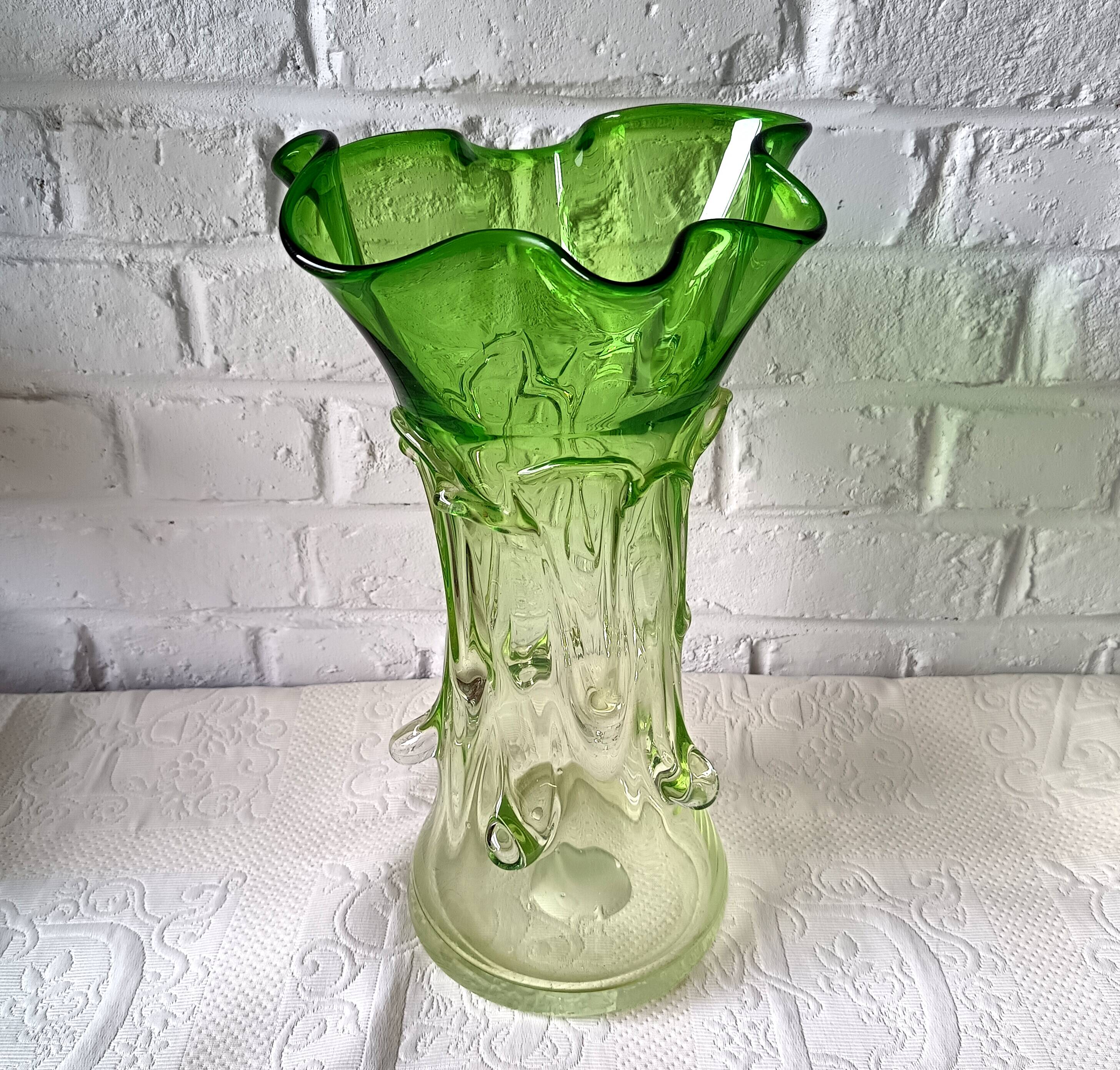 Grand vase verre vert vintage