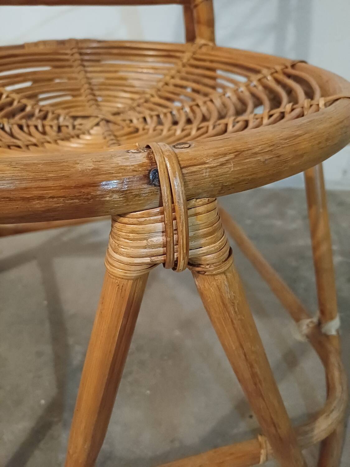 Rattan high chair, bamboo