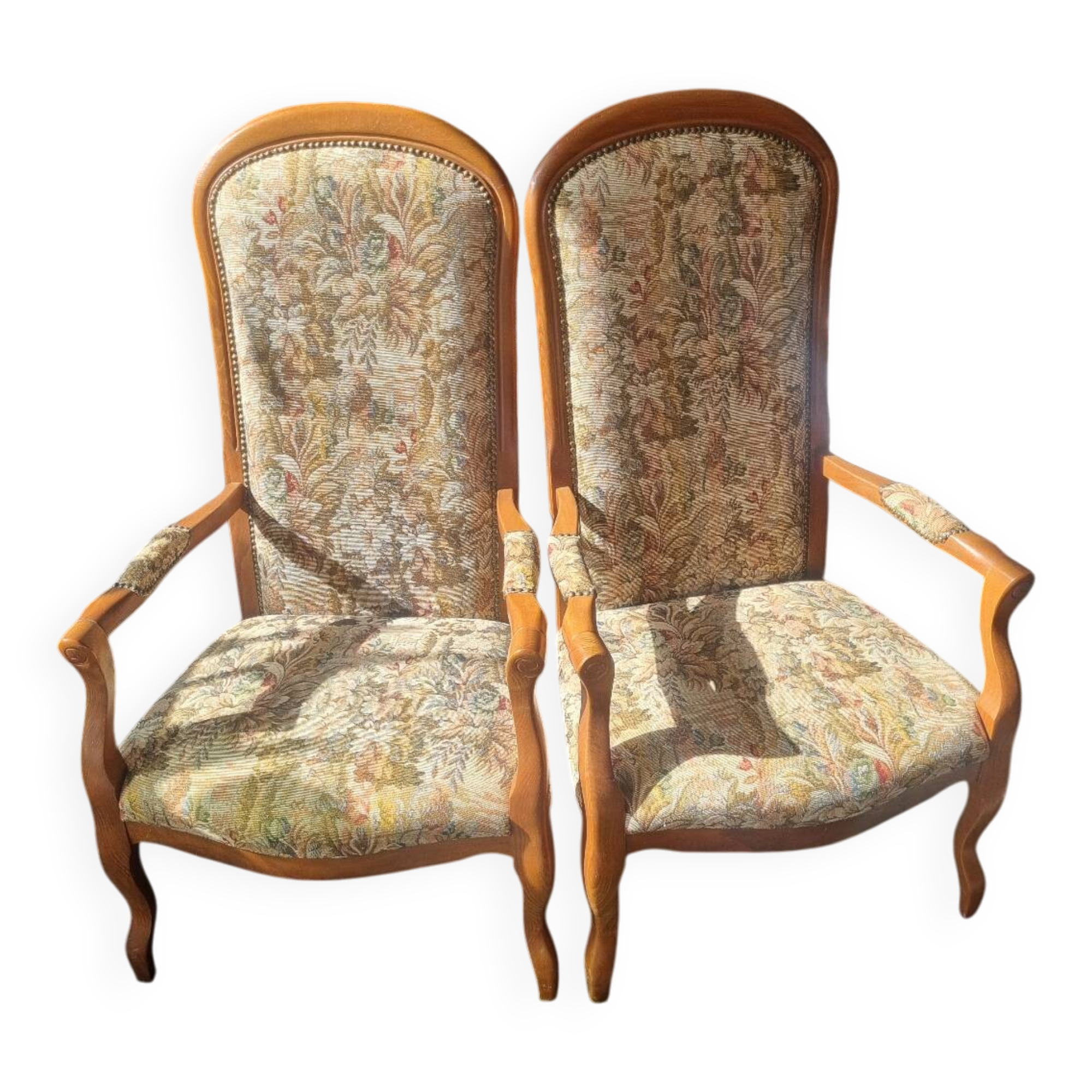 Pair of antique Voltaire armchairs