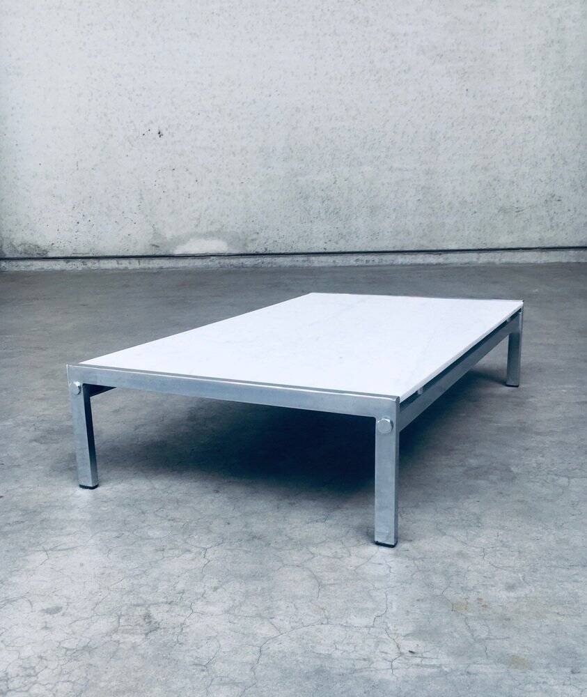 Postmodern Italian Carrara Marble Low Coffee Table, 1970s