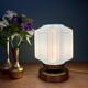 Lampe à poser globe vintage art déco en opaline bleue
