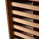 Scandinavian Teak Filing Cabinet with Tambour Doors
