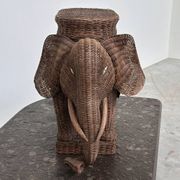 Large vintage wicker elephant plant stand / side table – sculptural bohemian statement