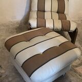 Vintage fireside chair and pouf circa 1980