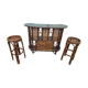 Set Bar + 2 rattan stool bamboo cannage