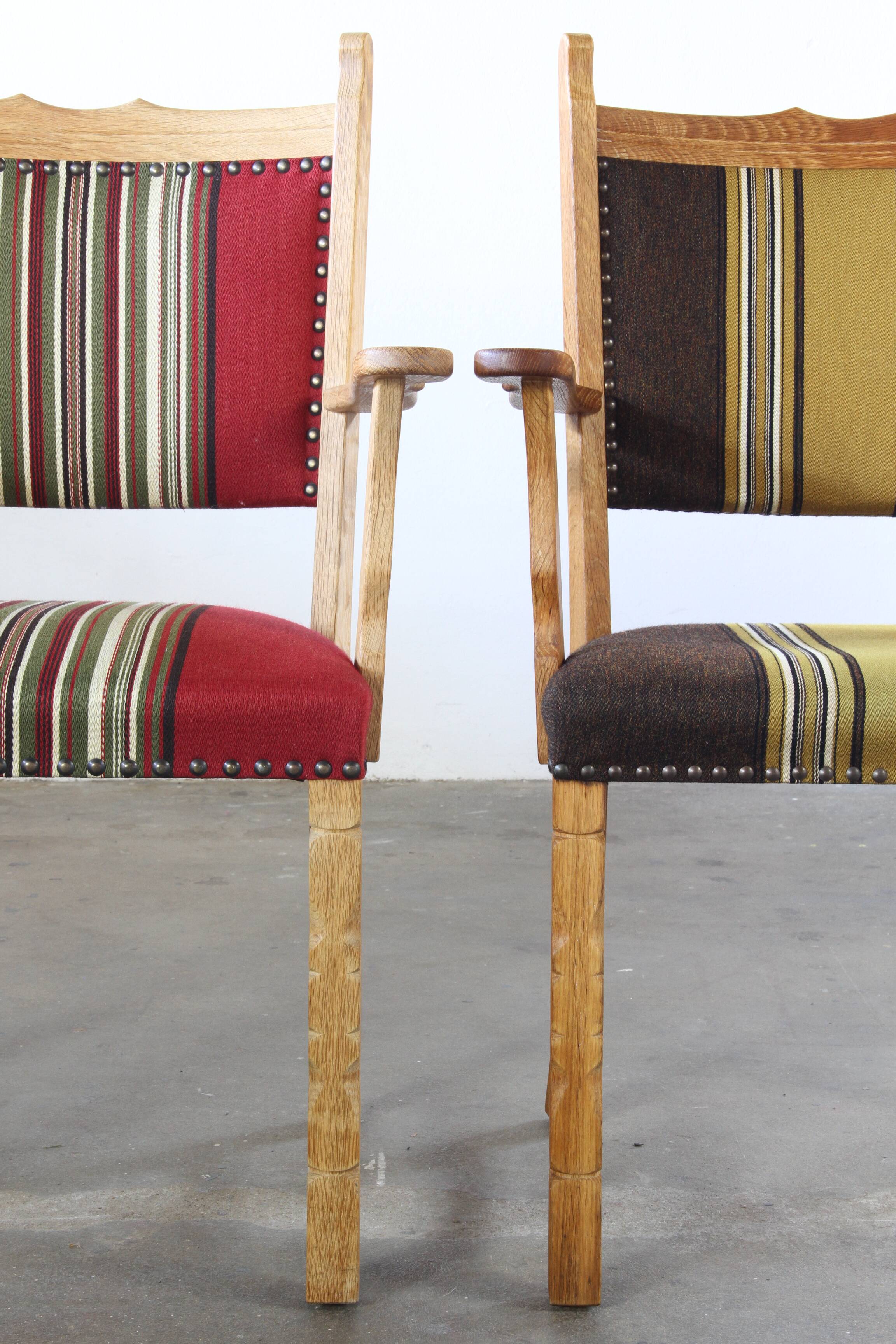 Vintage Pair of Danish Brutalist Armchairs, Henning Kjærnulf Style, 1960s