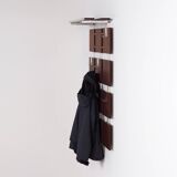 Rosewood wall coat rack with 14 hooks and a hat shelf, 1960s