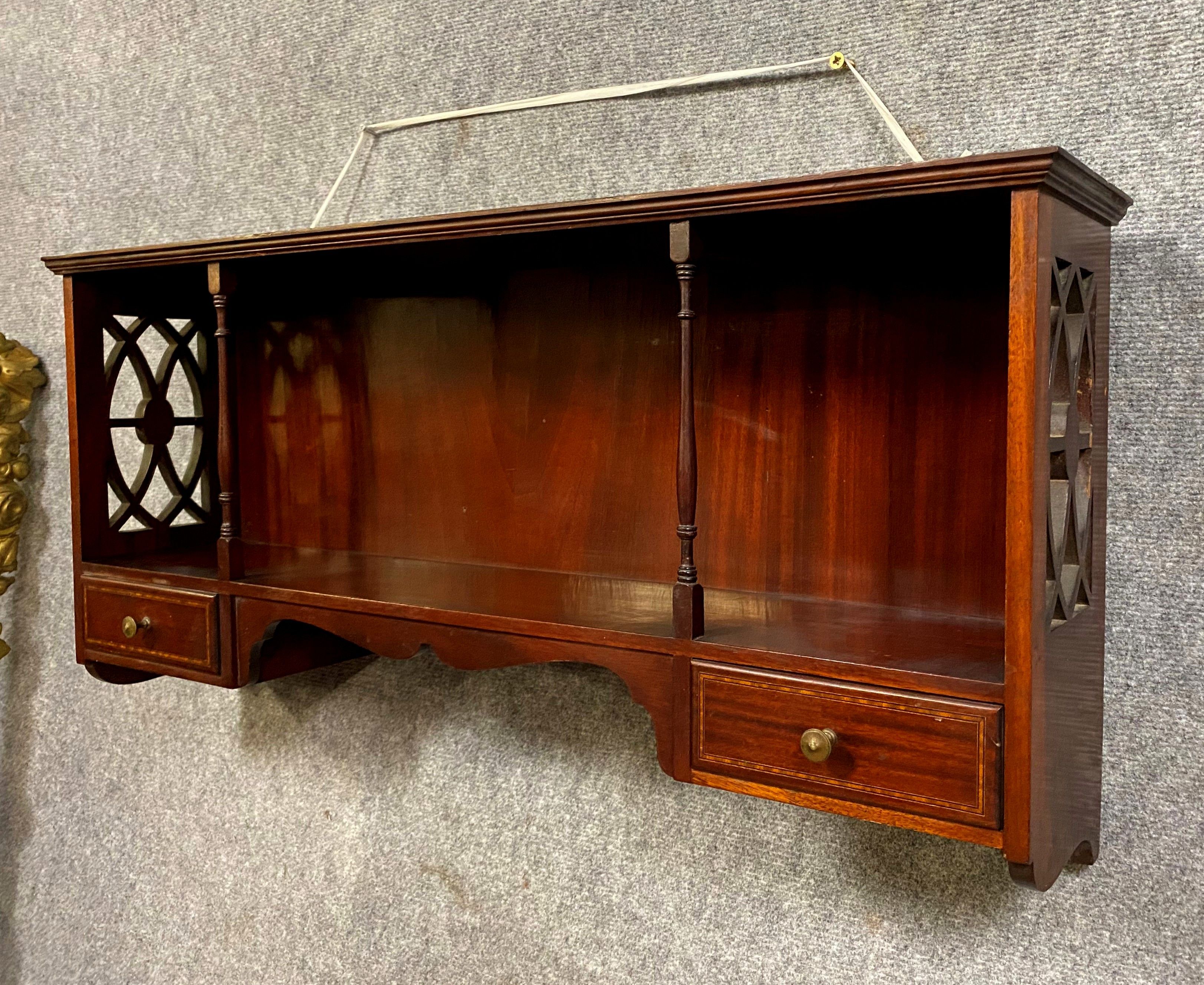 Hanging shelf napoleon iii era mahogany and clear nets