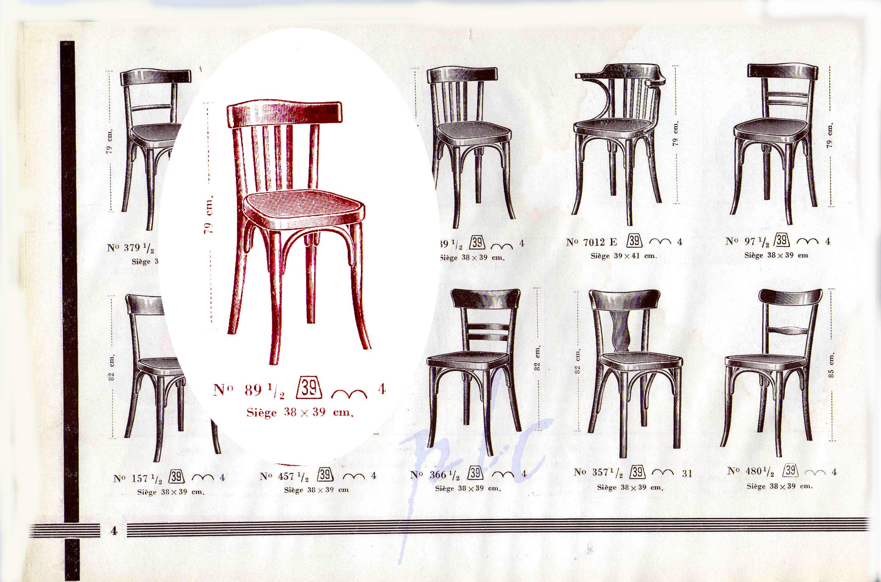 2 FISCHEL Bistrot chairs No. 89 1/2, 1932 wooden seat