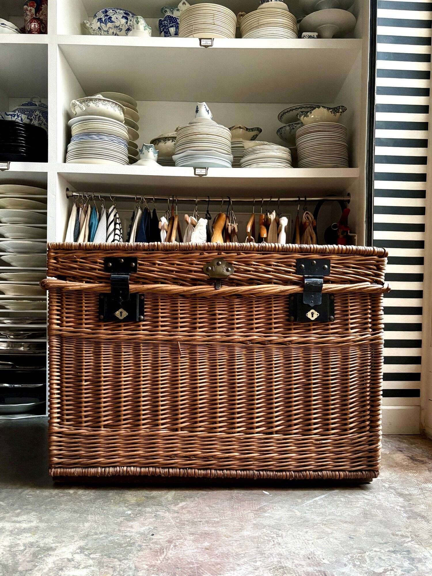 Trunk, chest in woven wicker