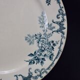 Old white and blue flat plate floral decor emile bourgeois