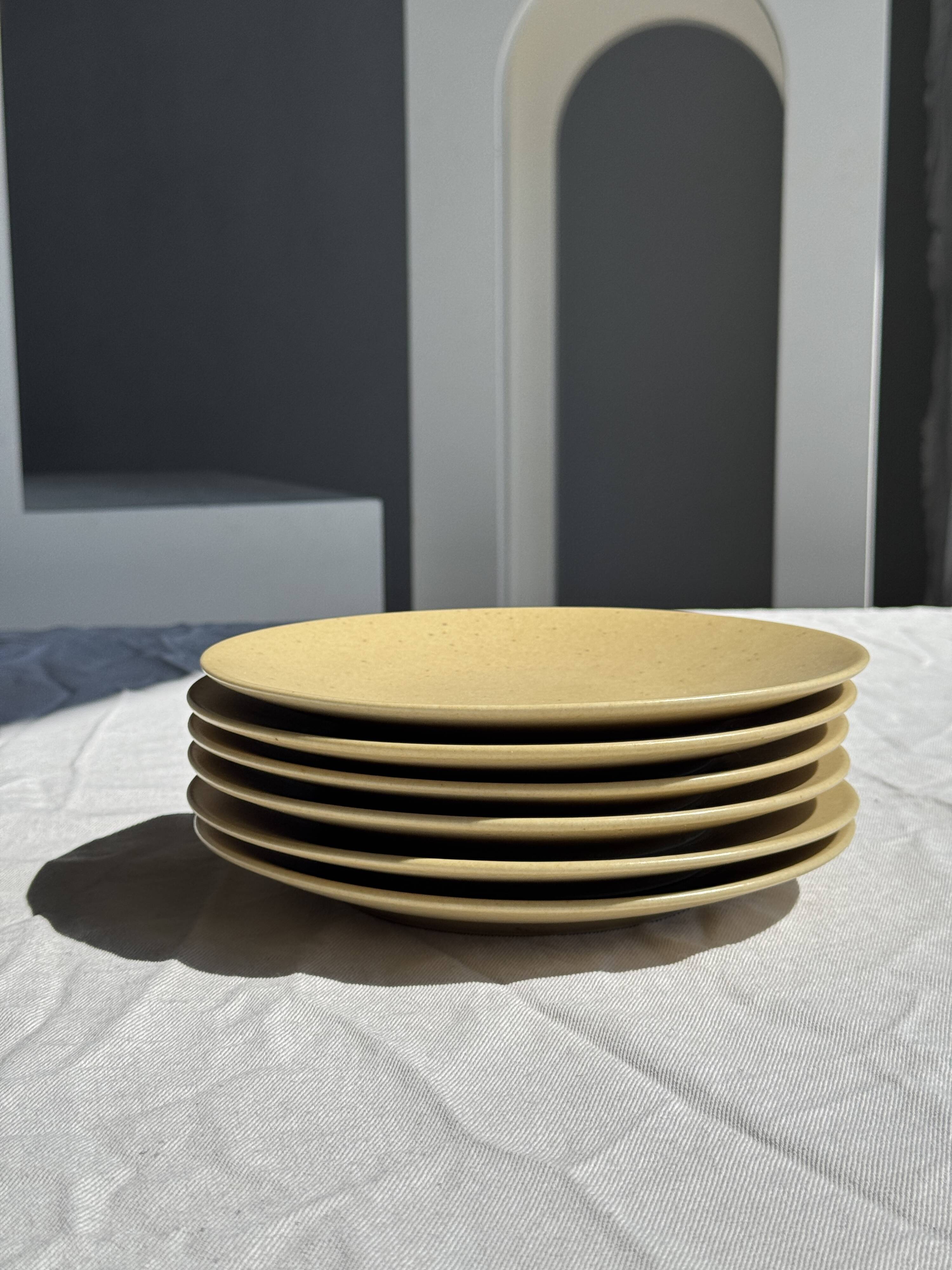 Set of 6 genuine natural stoneware dessert plates D20.5