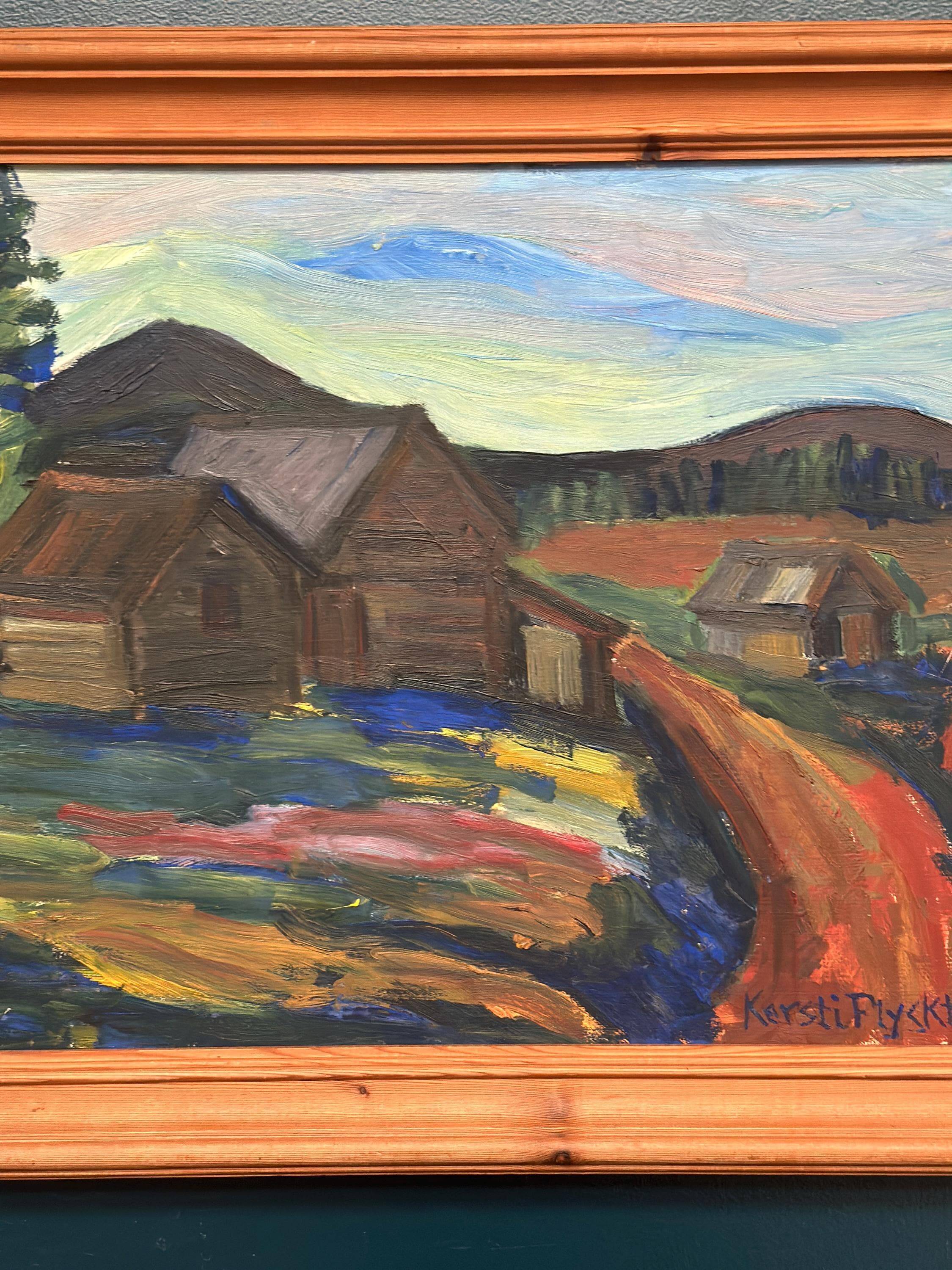 Original Swedish Oil on Panel – “Mountain Landscape” by Kersti Flyckt