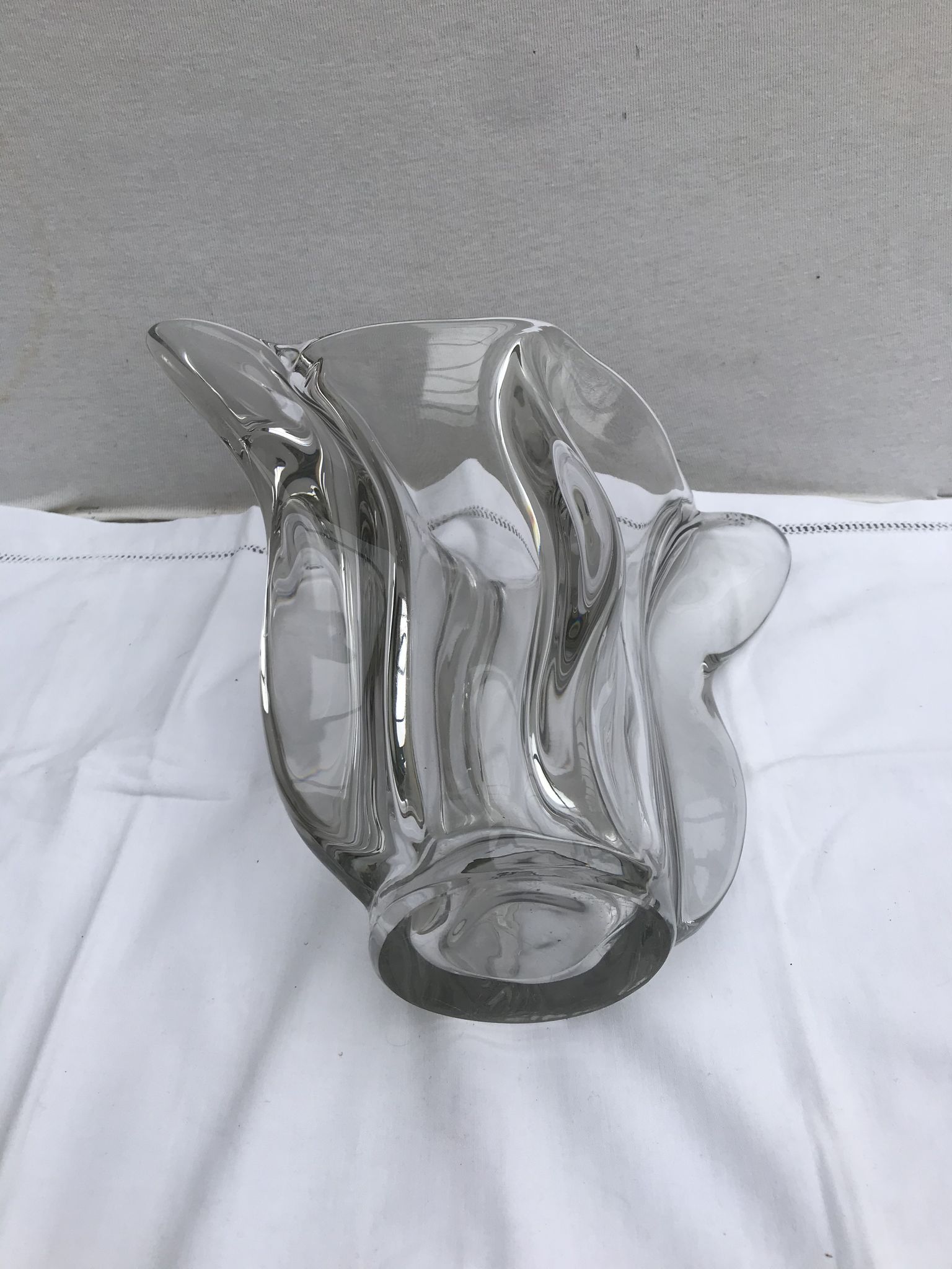 Vase ancien forme coupe verre moule transparent design vintage