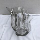 Vase ancien forme coupe verre moule transparent design vintage