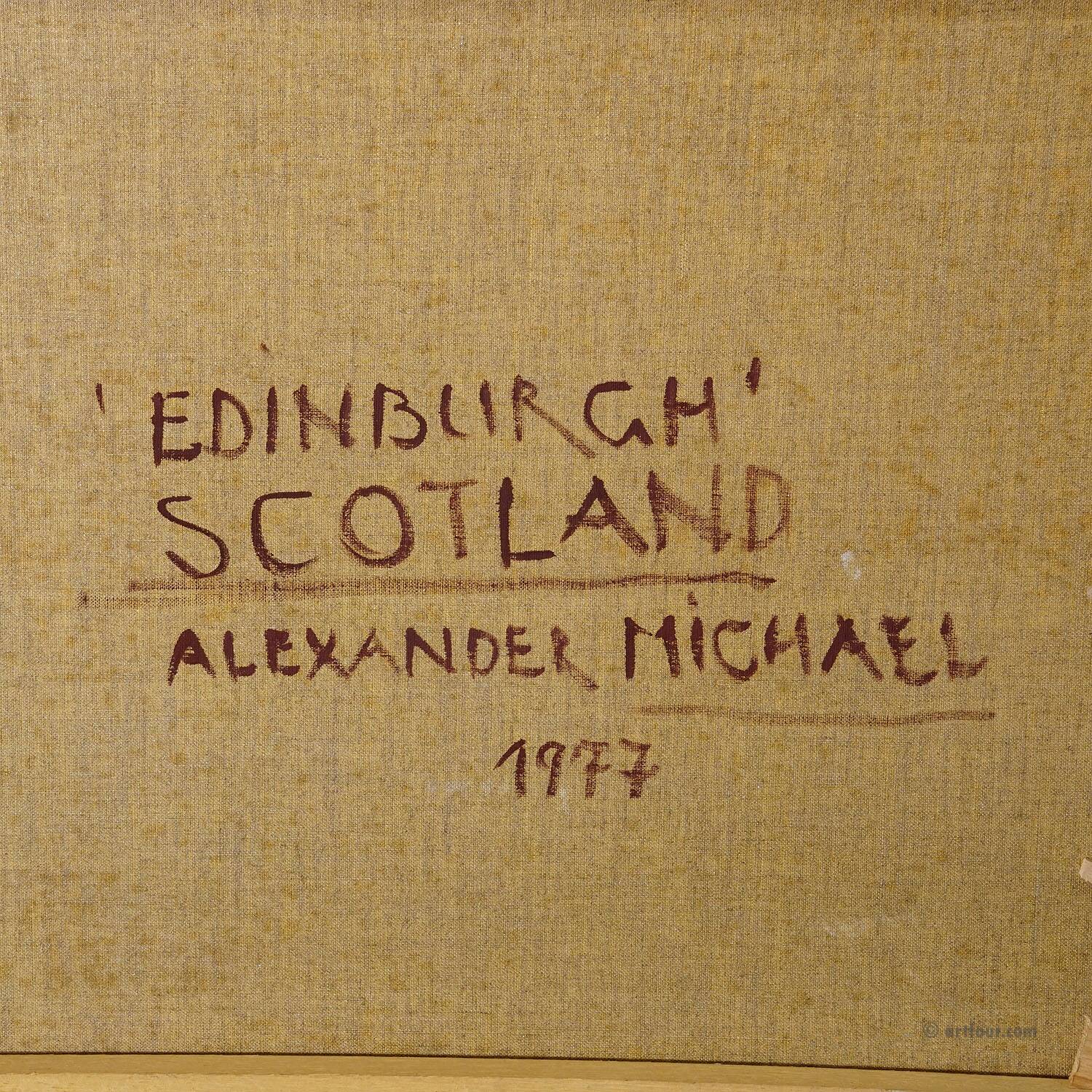 Urban landscape Edinburgh – Oil painting by Alexander Michael, 1977