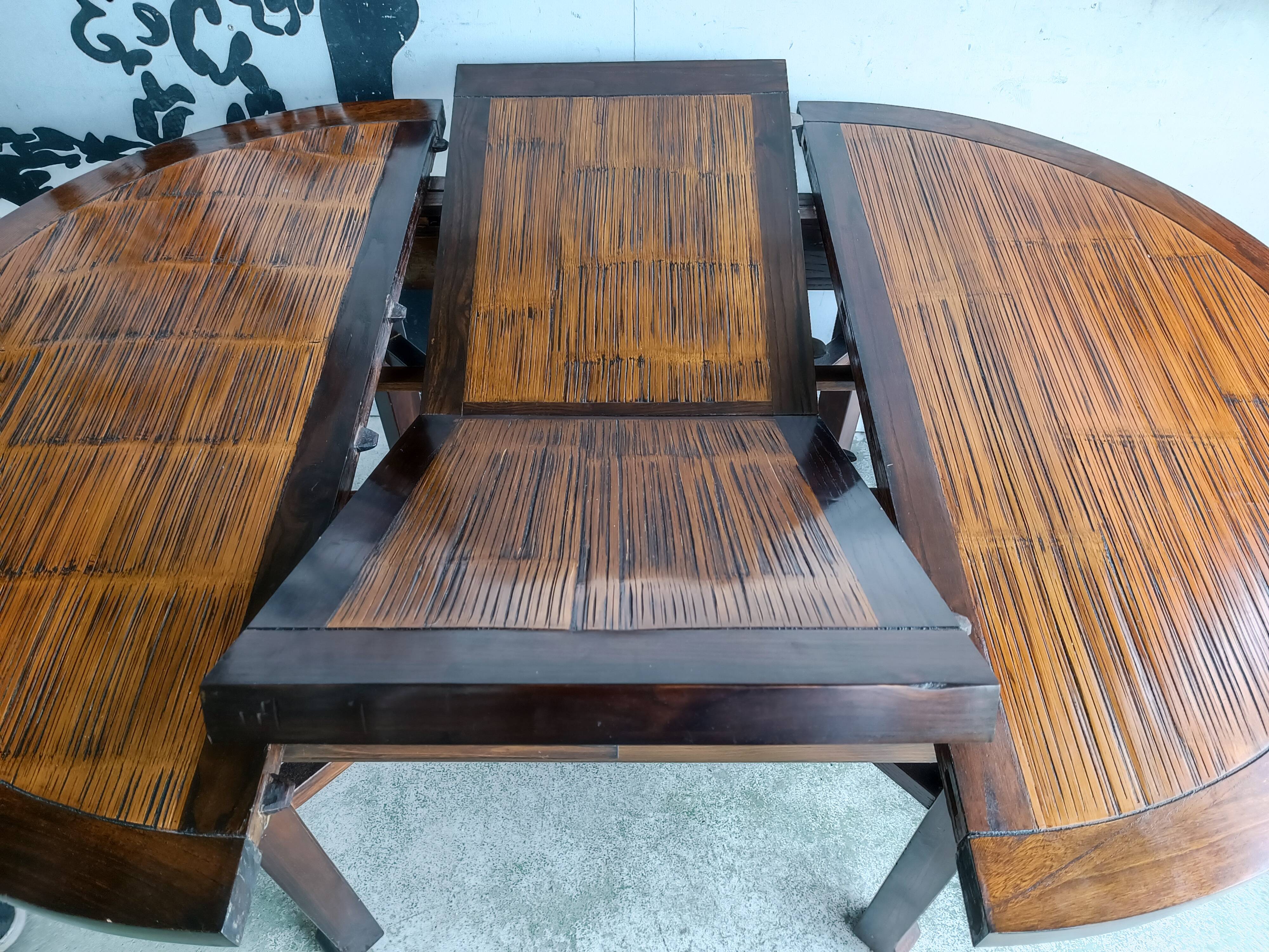 Round table + 4 chairs solid wood elm and bamboo set mag room furniture