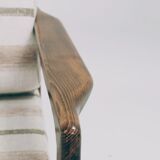 Scandinavian armchair natural linen beige striped fabric 1965