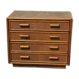 Vintage dresser 4 drawers in rattan and bamboo
