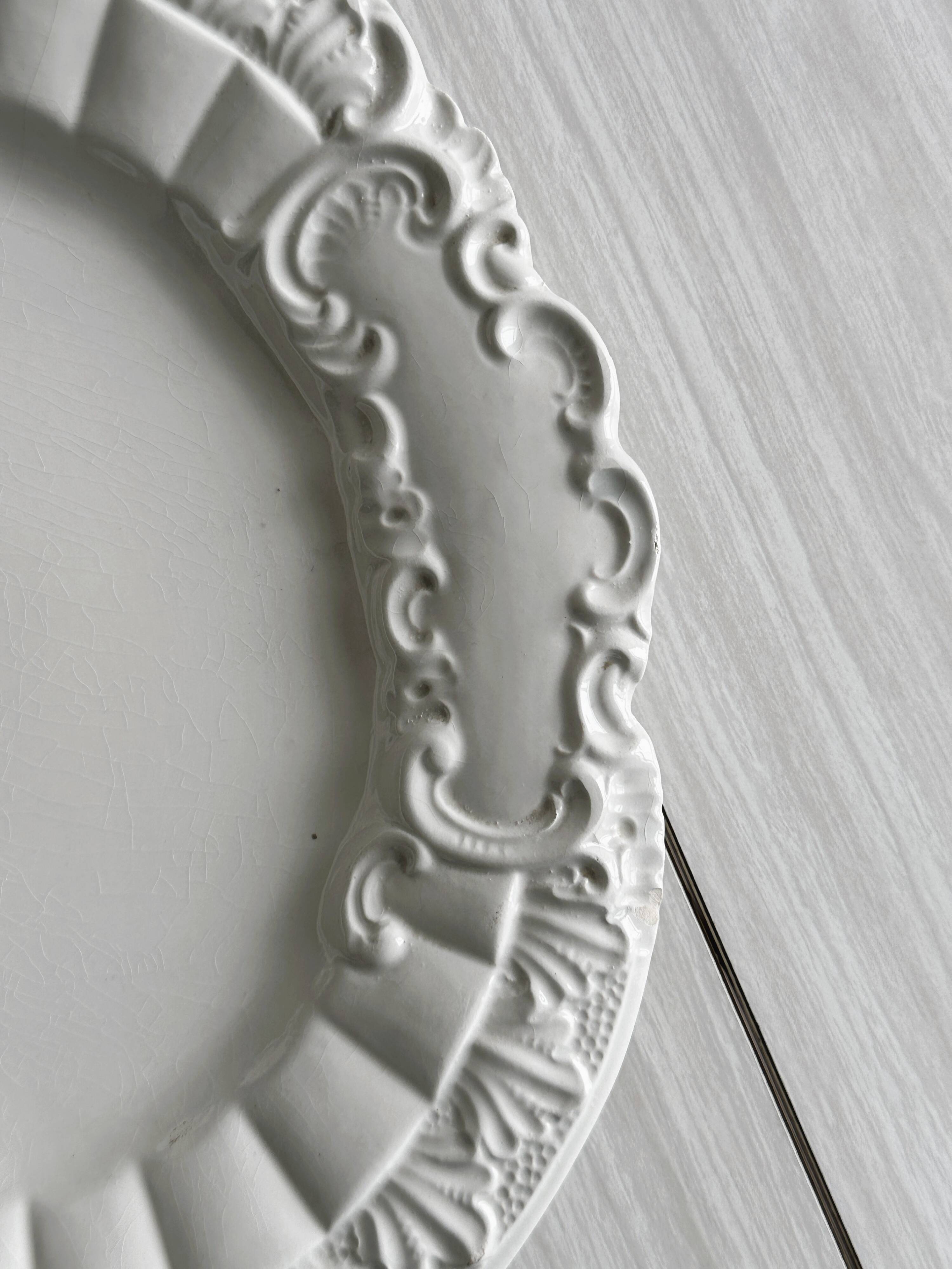 Antique white ceramic dish, made in Italy.