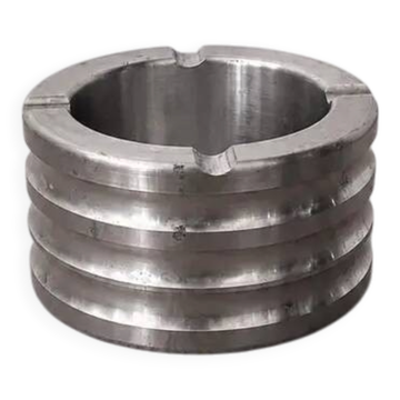 Vintage ashtray in solid aluminium | Ribbed industrial design | Retro Bauhaus style