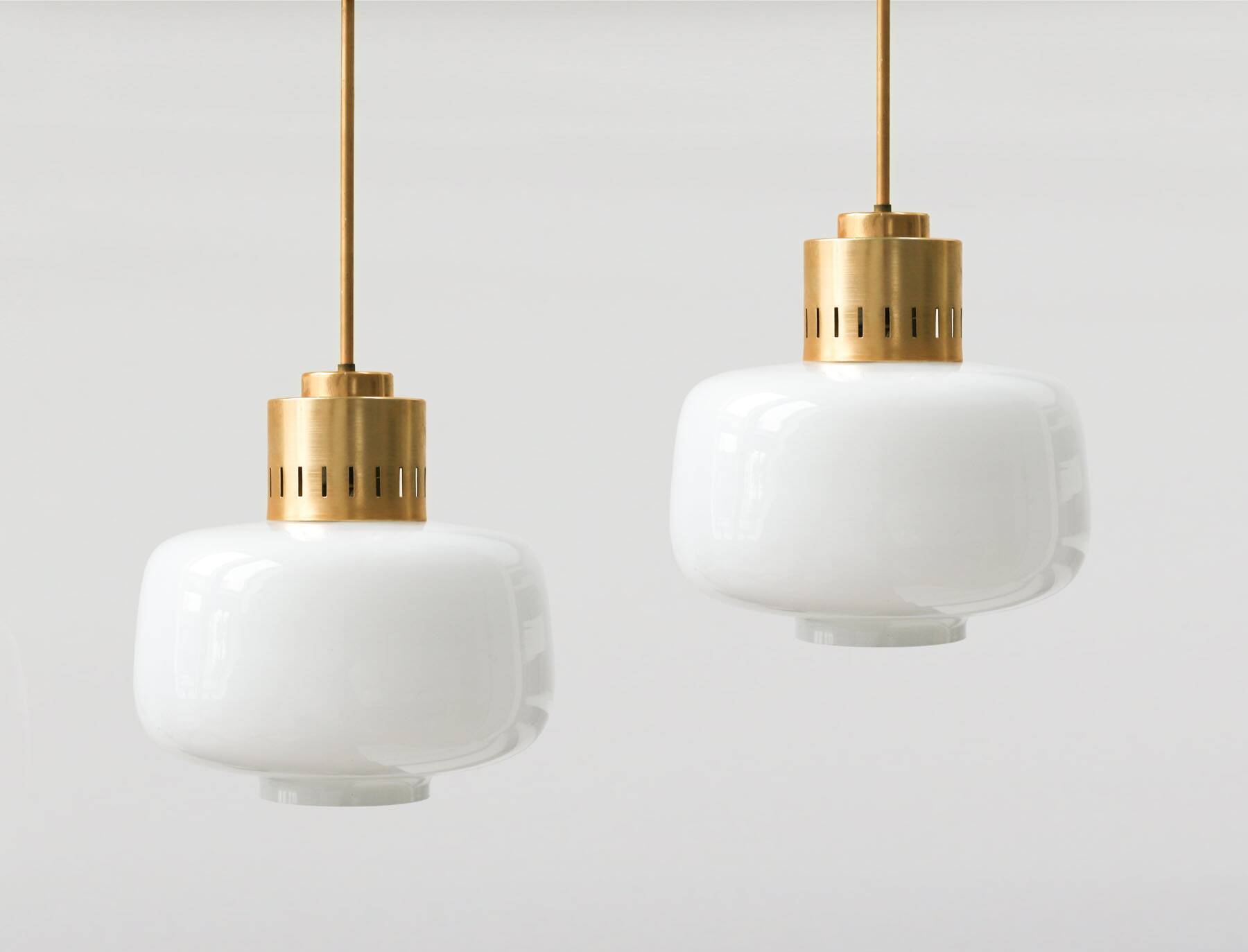 Pair of Mid-Century Opaline Pendant Lamps, 60s