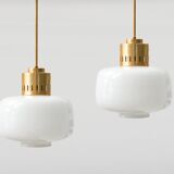 Pair of Mid-Century Opaline Pendant Lamps, 60s