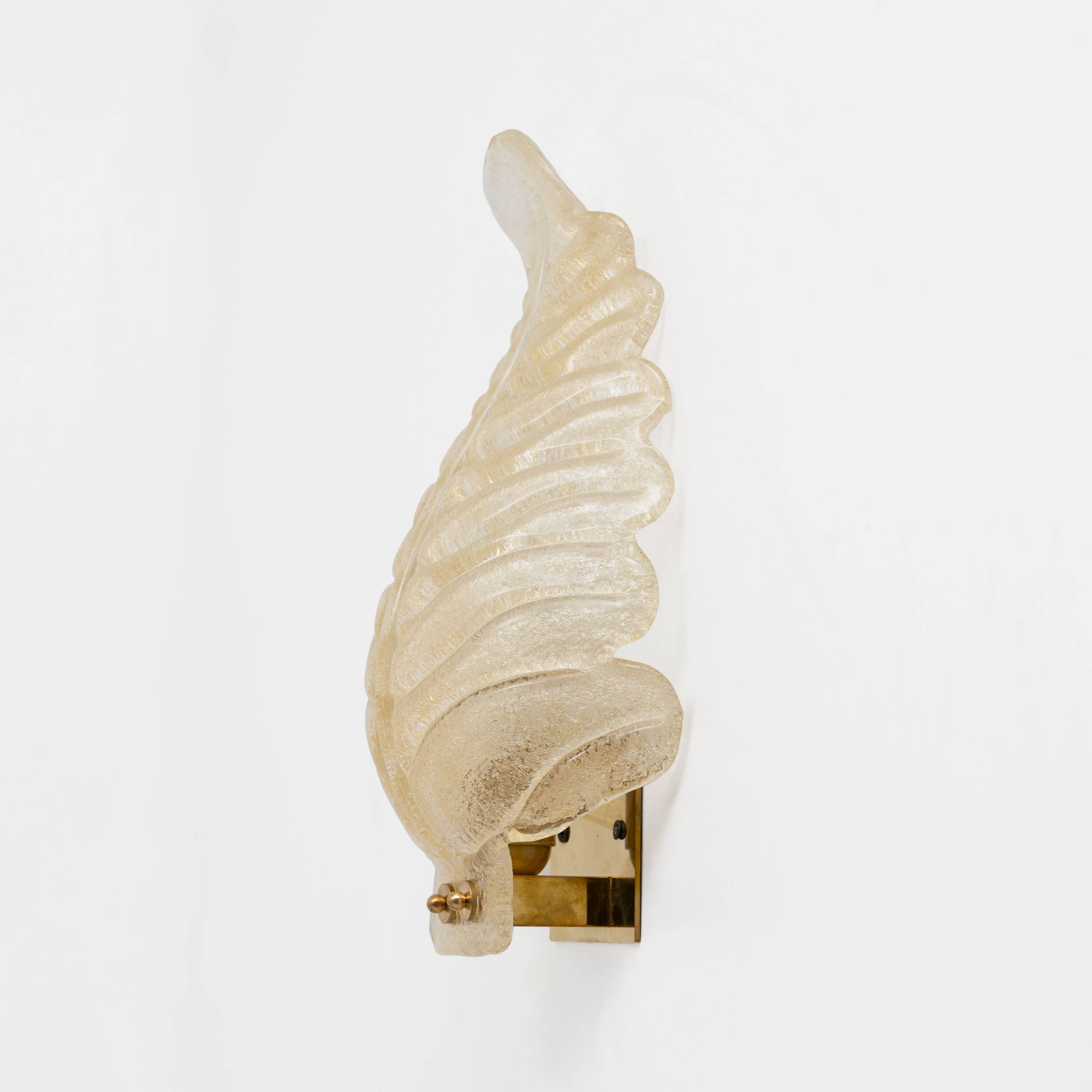 Pair of Barovier Style Mid-Century Modern Murano Glass Gold Leaf Sconces